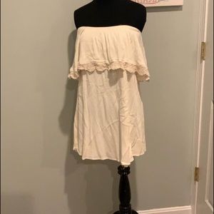 Off the shoulder cream colored dress